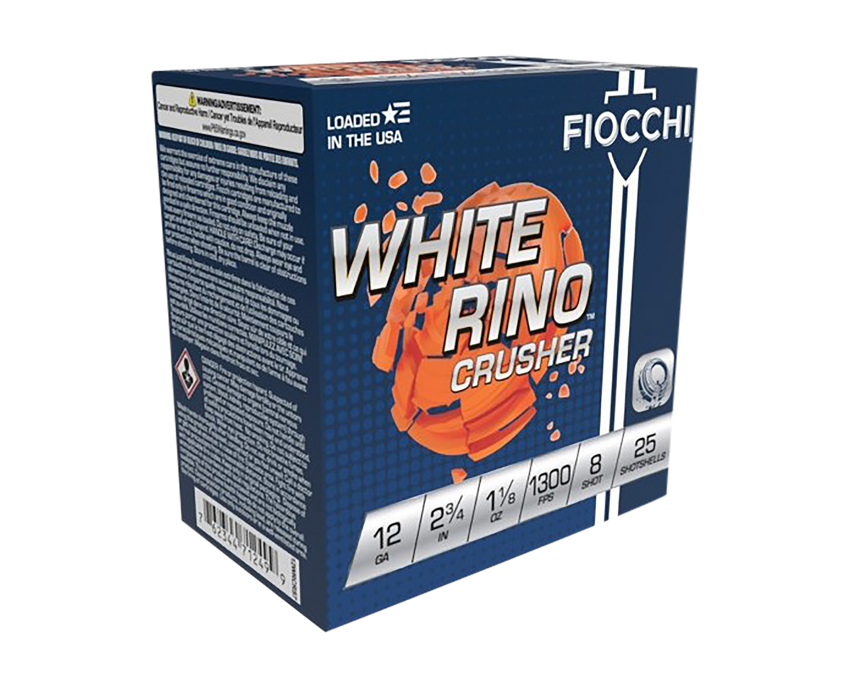 Fiocchi Exacta Target White Rino Crusher 12 Gauge 2.75" 1 1/8 oz 8 Shot - Box or Case