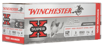 Winchester Ammo Super X Xpert High Velocity 12 Gauge 3" 1-1/8 oz #4 Shot 100 Rd - Box or Case
