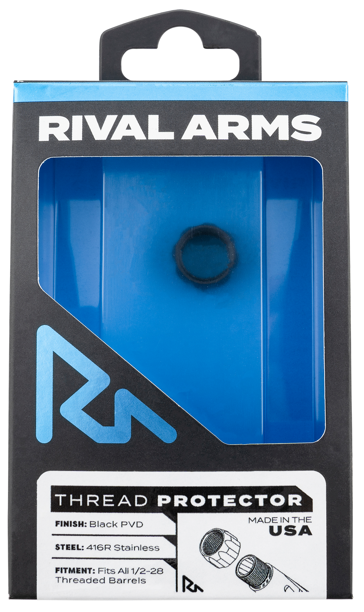 Rival Arms Thread Protector 9mm Luger 1/2x28 Black PVD 416R Stainless Steel