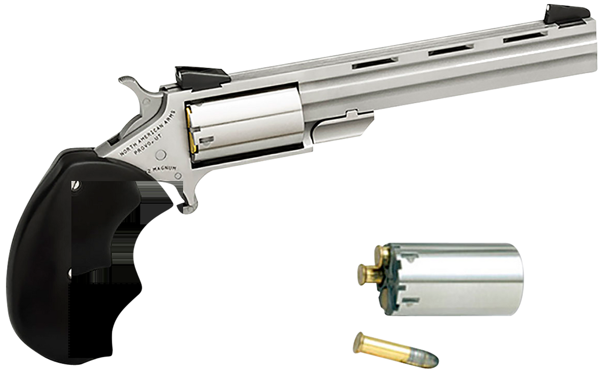 NAA Mini-Master 22 LR/22 WMR 4" 5-Shot SAO Vent Rib Revolver - CA Compliant