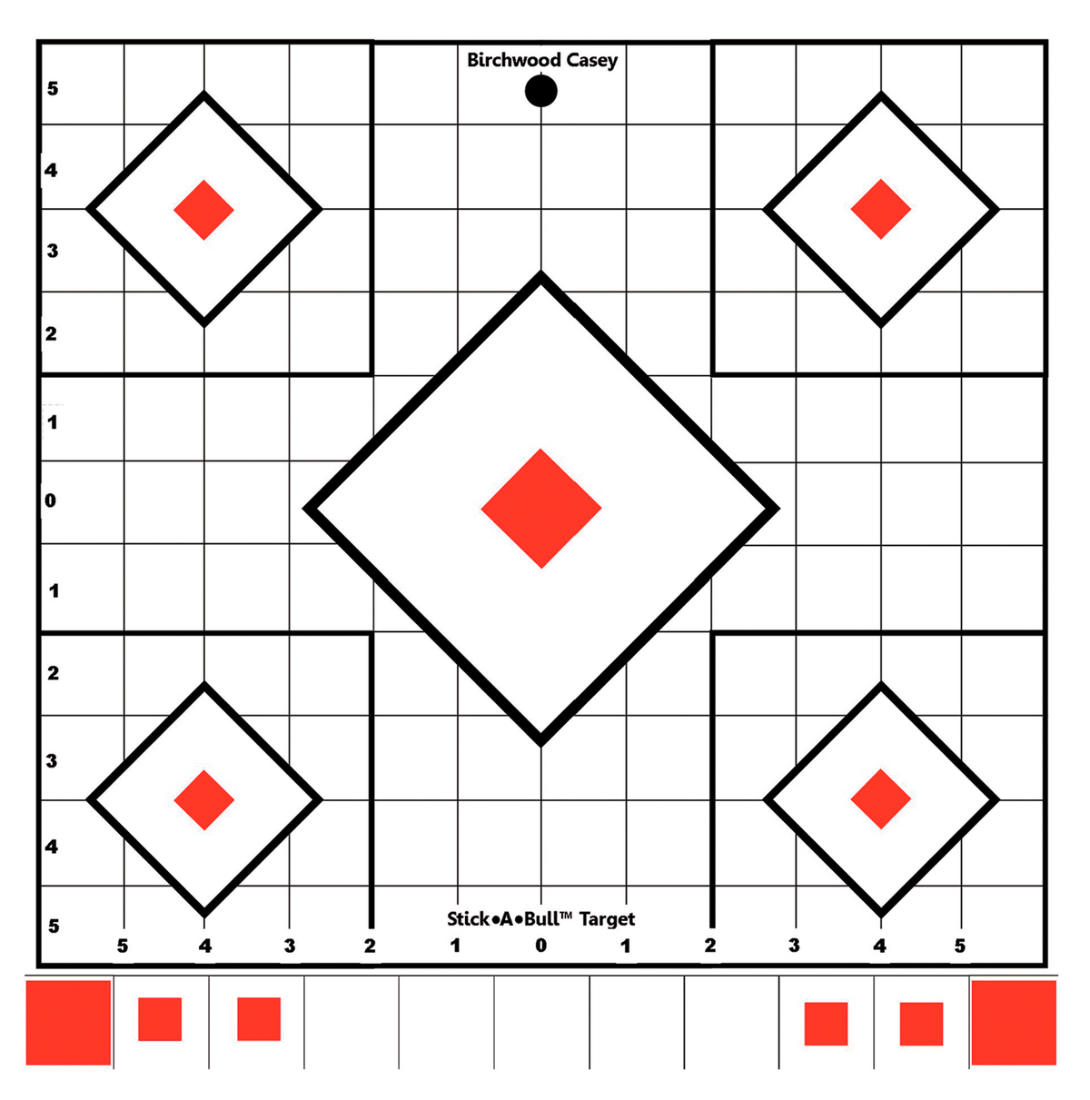 Birchwood Casey Stick-A-Bull Sight-In 12" 5-Diamond Self-Adhesive Paper Target - 5 Pack