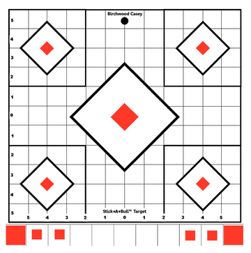 Birchwood Casey Stick-A-Bull Sight-In 12" 5-Diamond Self-Adhesive Paper Target - 5 Pack
