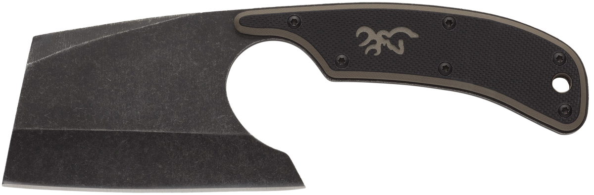 Browning Cutoff Camp 2.5" Fixed Cleaver Plain Edge 9Cr14MoV Black/Tan G10 Handle