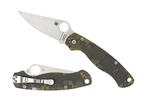 Spyderco Para Military 2 3.44" Folding Drop Point Plain Black CPM S30V Digital Camo G10 Handle