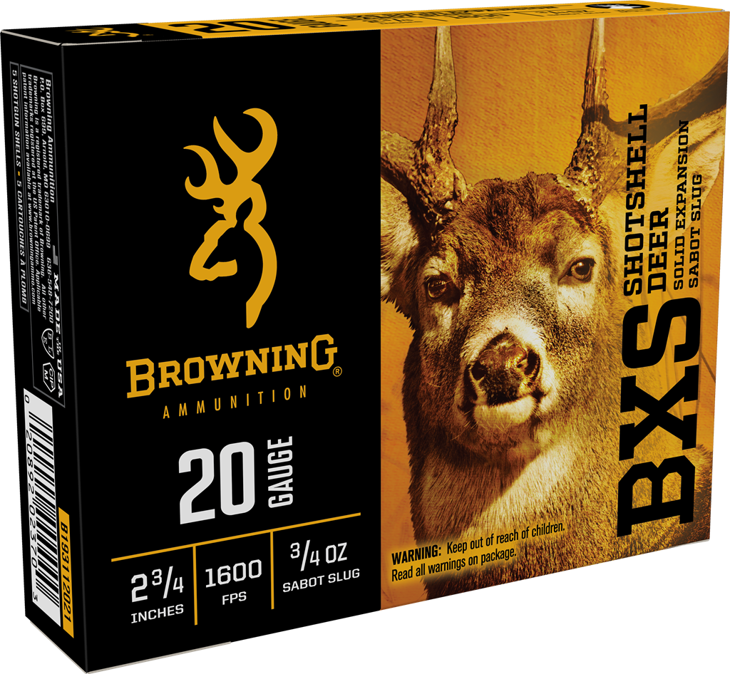Browning Ammo BXS 20 Gauge 2.75" 3/4 oz Sabot Slug 5 Rd - Box or Case