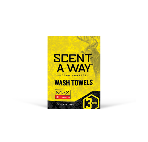 Hunters Specialties Scent-A-Way Max Wash Towels 12-Pack - 10" x 12" Odor Control Wipes