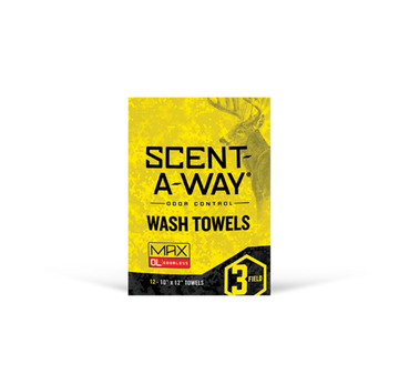 Hunters Specialties Scent-A-Way Max Wash Towels 12-Pack - 10" x 12" Odor Control Wipes