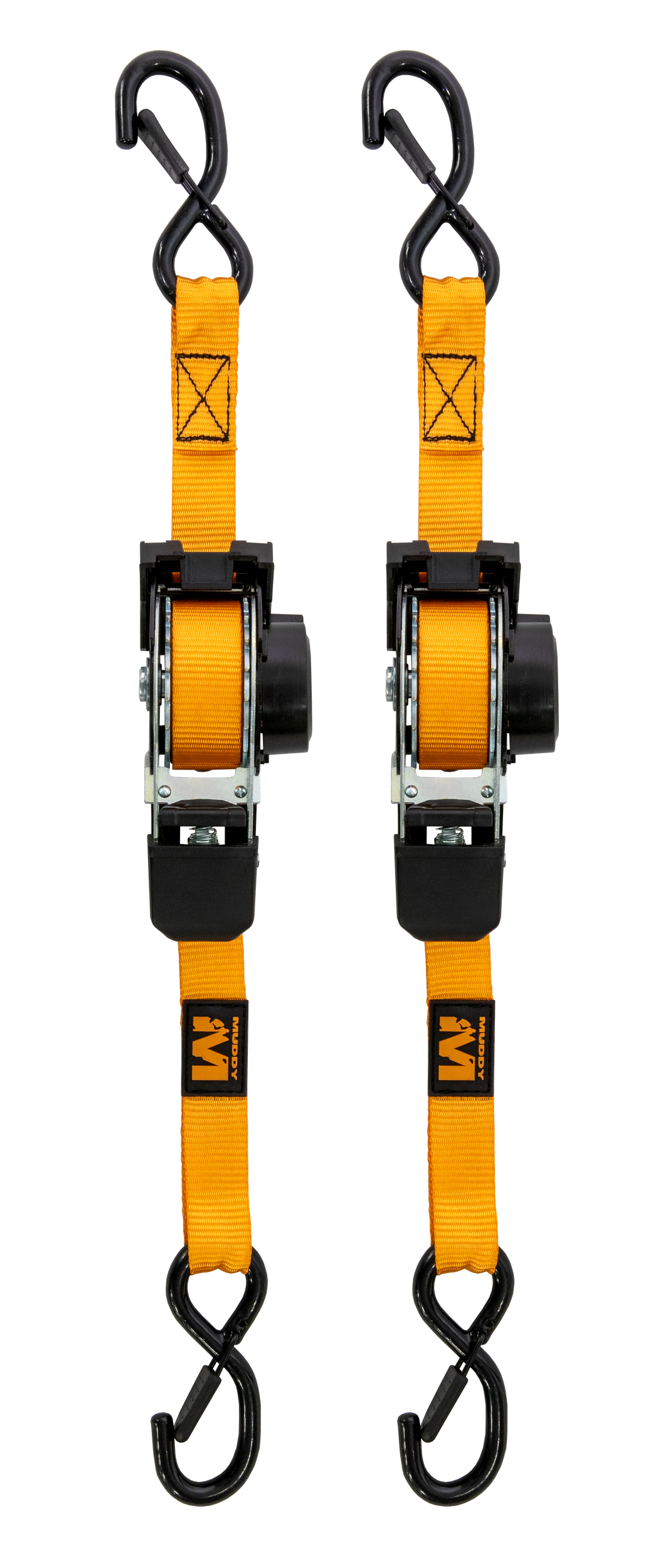 Muddy 1" x 10' Retractable Ratchet Straps Orange - 2 Pack