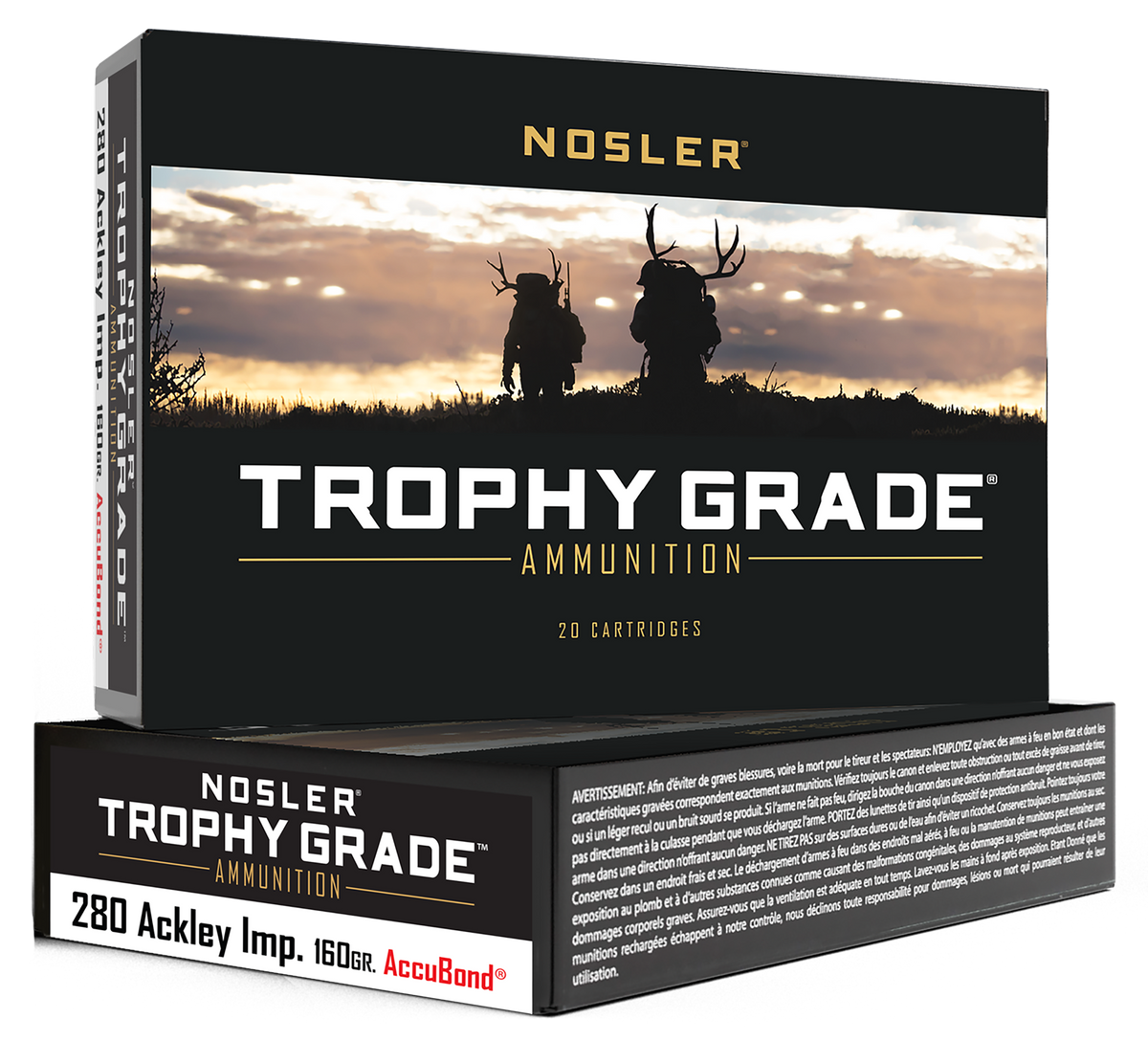Nosler Trophy Grade 280 Ackley Improved 160gr AccuBond - Box or Case