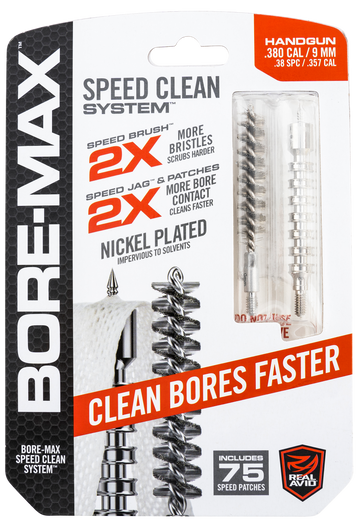 Real Avid Bore-Max Speed Clean Upgrade Set 9mm Pistol Nickel Plated Bristles