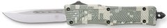 CobraTec Knives CTK-1 Small 2.75" OTF Drop Point Plain D2 Steel Digital Camo Aluminum Handle - American Flag