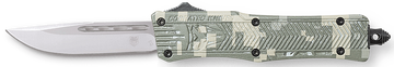 CobraTec Knives CTK-1 Small 2.75" OTF Drop Point Plain D2 Steel Digital Camo Aluminum Handle - American Flag