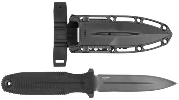 S.O.G Pentagon FX 4.77" Fixed Spear Point Plain Black TiNi Cryo CPM S35VN Blade G10 Blackout Handle