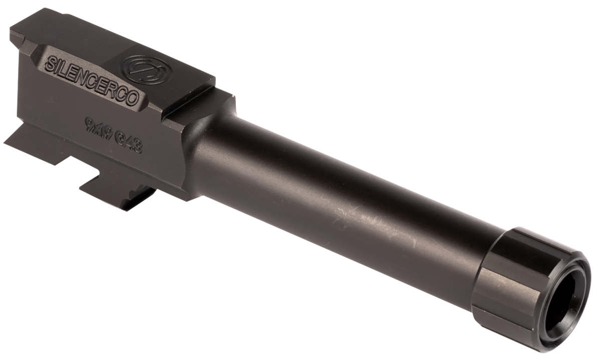 SilencerCo AC5049 9mm Luger 3.70" Threaded Barrel for Glock 43/43X 1/2x28 - Black Nitride