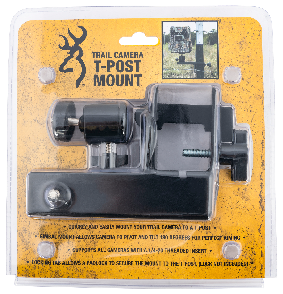 Browning Trail Cameras CTM T-Post Mount - Black Powder Coated Steel