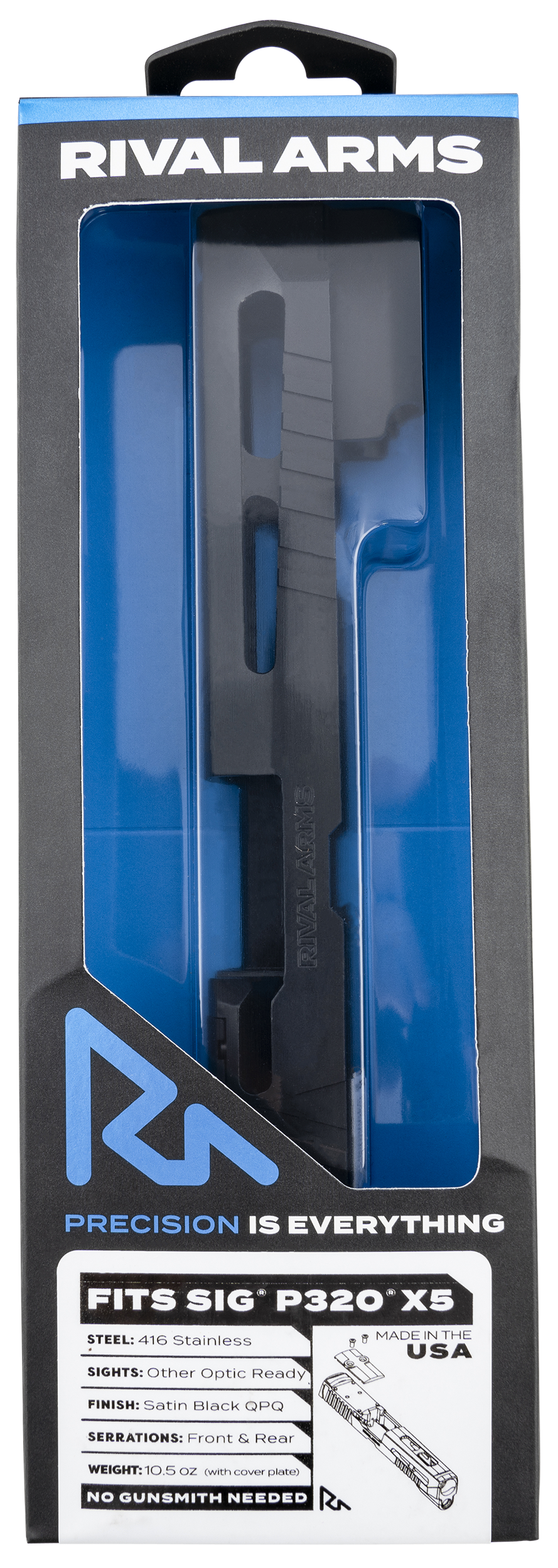 Rival Arms Faction Series A1 Slide Sig P320 X-Five Docter Cut - Cerakote Black