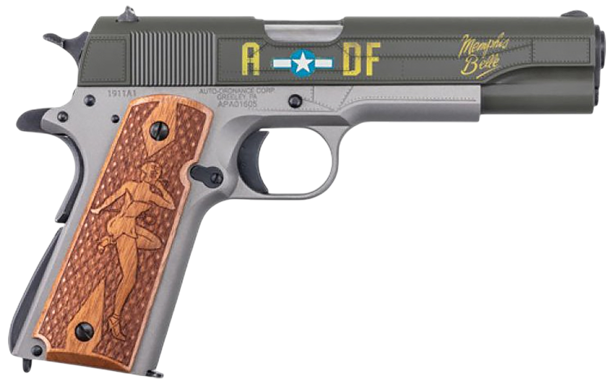 Auto Ordnance 1911 Memphis Belle 45 ACP 5" 7+1 Semi-Auto Pistol - OD Green/Gray Cerakote