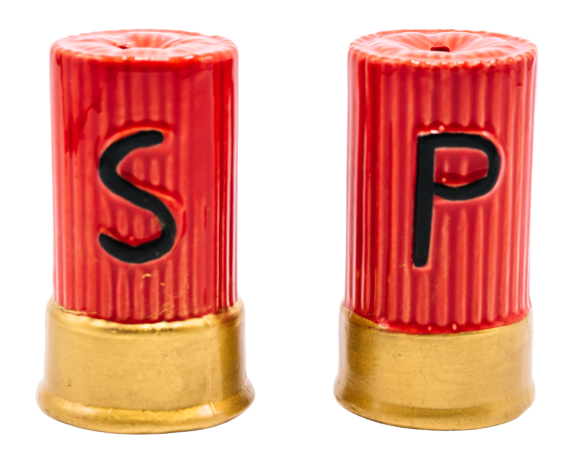 S&W Pepper Spray CAMP CBG-1033 Salt and Pepper Shakers - Shotgun Shell Ceramic