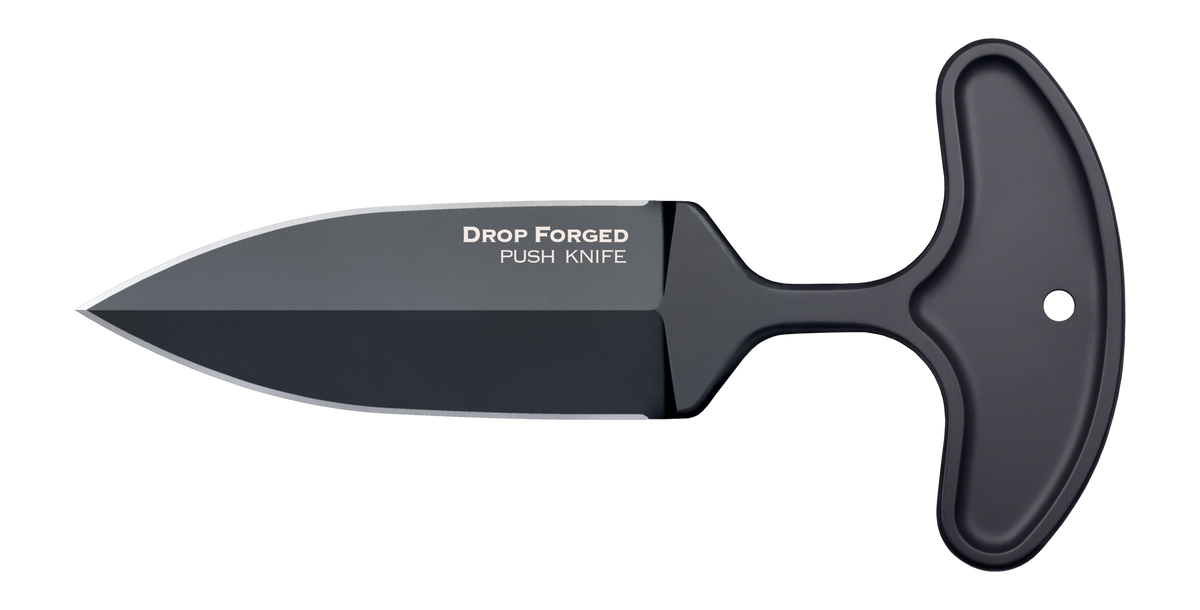 Cold Steel CS36MJ Drop Forged Push Knife 4" Fixed Plain Double Edge Spear Point 52100 High Carbon