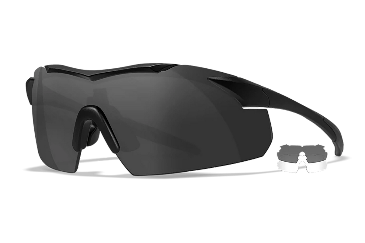 Wiley X Vapor 3501 Smoke Gray/Clear Matte Black Safety Glasses