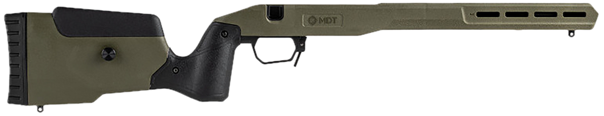 MDT Sporting Goods Field Stock OD Green/Black Chassis - Fits Howa 1500 Short Action RH