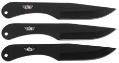 Uzi Accessories Throwing Knives IV 8.25" Fixed Plain Black Stainless Steel 3-Pc Set
