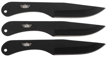 Uzi Accessories Throwing Knives IV 8.25" Fixed Plain Black Stainless Steel 3-Pc Set