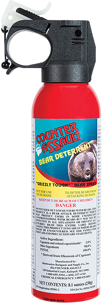 Counter Assault Bear Spray 8.10 oz Capsaicin 32 ft / 7-Second Bear Deterrent