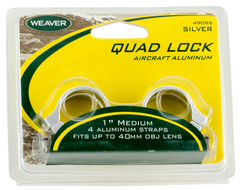 Weaver Mounts Quad Lock Detachable Scope Rings 1" Medium Silver Aluminum - Quick Detach