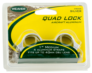 Weaver Mounts Quad Lock Detachable Scope Rings 1" Medium Silver Aluminum - Quick Detach