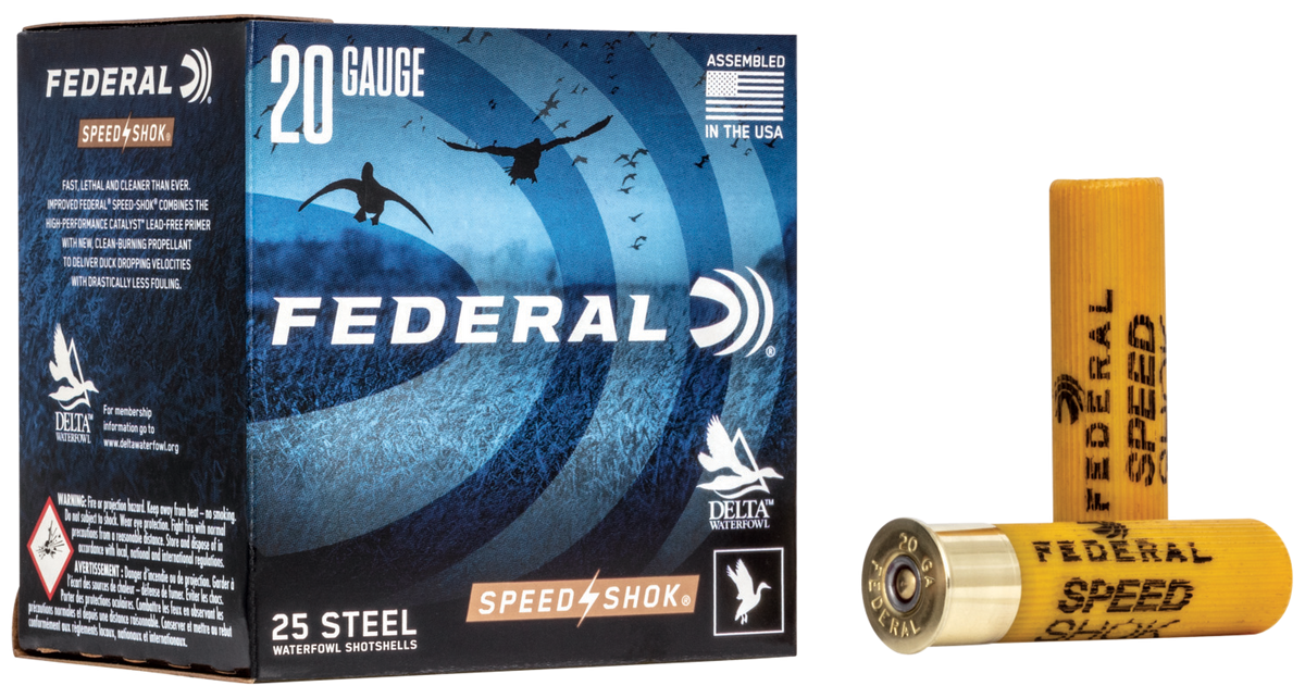 Federal Speed-Shok 20 Gauge 3" 7/8 oz #2 Steel Shot 25 Rd - Box or Case