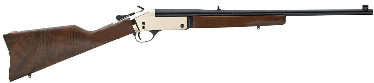 Henry H015B44 Single Shot .44 Rem Mag 22" 1-Rd Break-Open Rifle - Polished Brass Receiver, American Walnut Stock