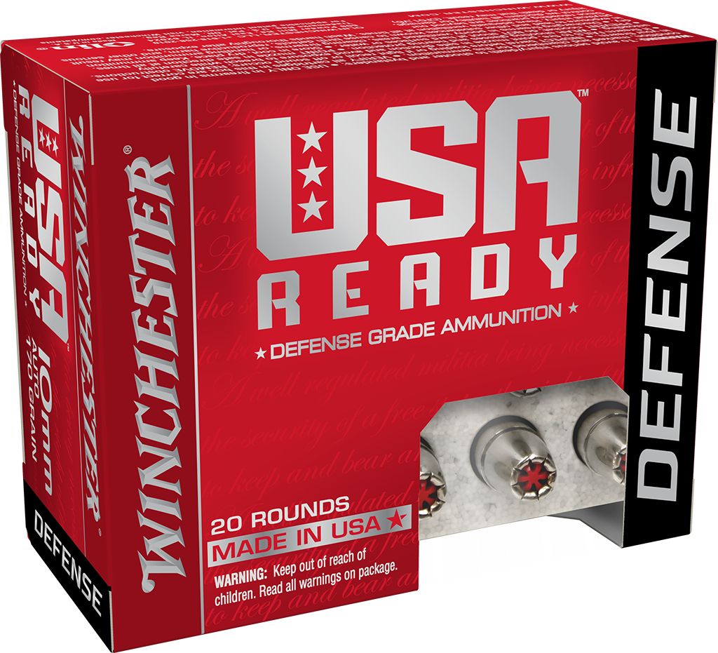 Winchester Ammo USA Ready Defense 10mm Auto 170gr Hex Vent Hollow Point 20 Rd - Box or Case