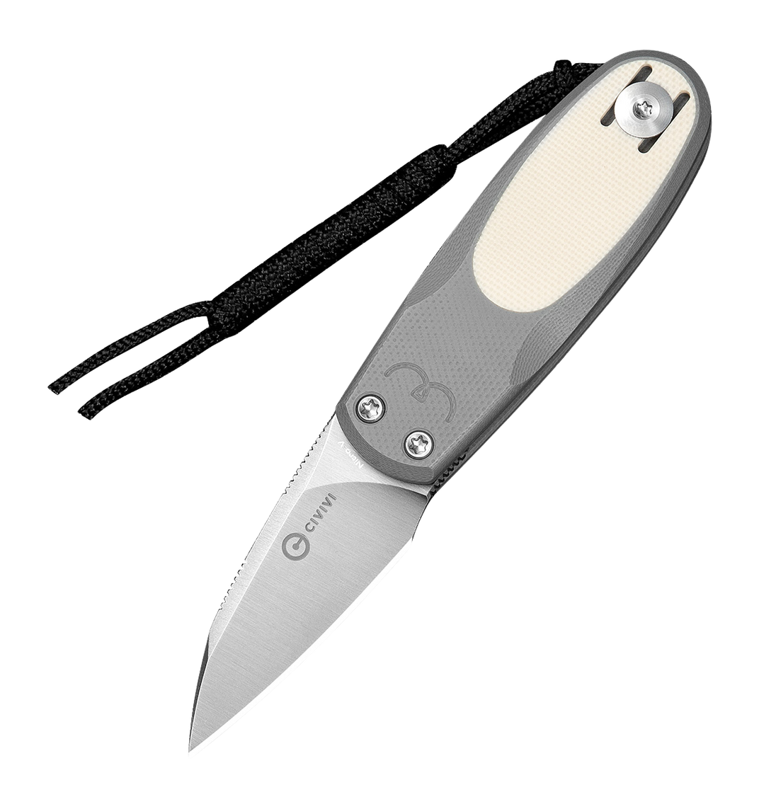 Civivi Knives Purr 1.83" Folding Reverse Tanto Plain Nitro-V Satin - Gray/Ivory G10 Handle
