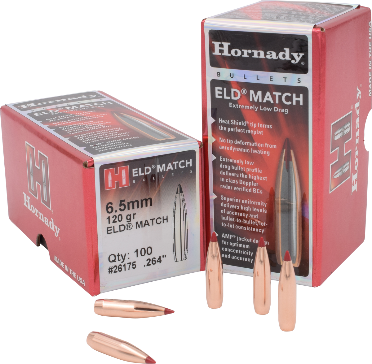 Hornady ELD Match 6.5mm .264 120 gr Reloading Bullets - 100/Box