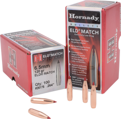 Hornady ELD Match 6.5mm .264 120 gr Reloading Bullets - 100/Box