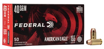 Federal American Eagle 40 S&W 155gr Full Metal Jacket 50 Rounds - Box or Case