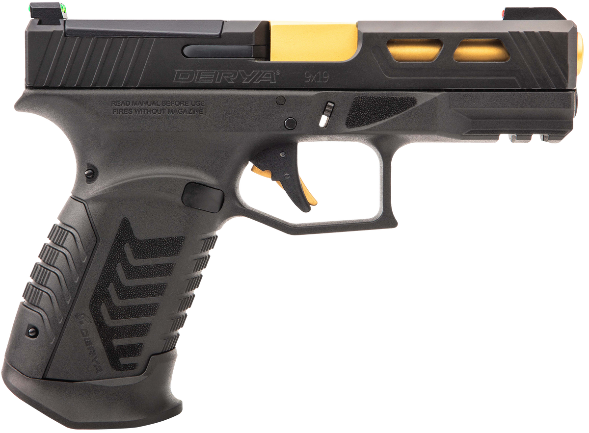 Derya Firearms DY9 9mm Luger 4.02" 10+1 Semi-Auto Pistol - Gold TiN Barrel