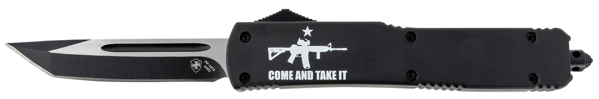 Templar Knife MAR15231 Gen II Come And Take It Slim 3.43" OTF Tanto Plain 440C Black Oxide Stonewashed 5.05" Black AR-15 Aluminum Handle Glass Breaker