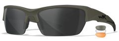 Wiley X WX Valor Smoke Gray/Clear/Light Rust Lens OD Green Frame Safety Glasses