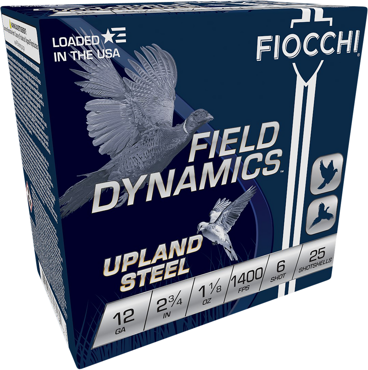Fiocchi Field Dynamics Upland Steel 12 Gauge 2.75" 1 1/8oz 6 Shot 25 Bx/10 Cs - Box or Case