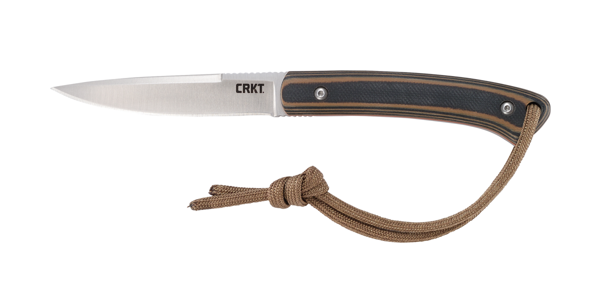 Columbia River Biwa 3.02" Fixed Plain Satin 8Cr13MoV SS Black/Brown G10 Handle