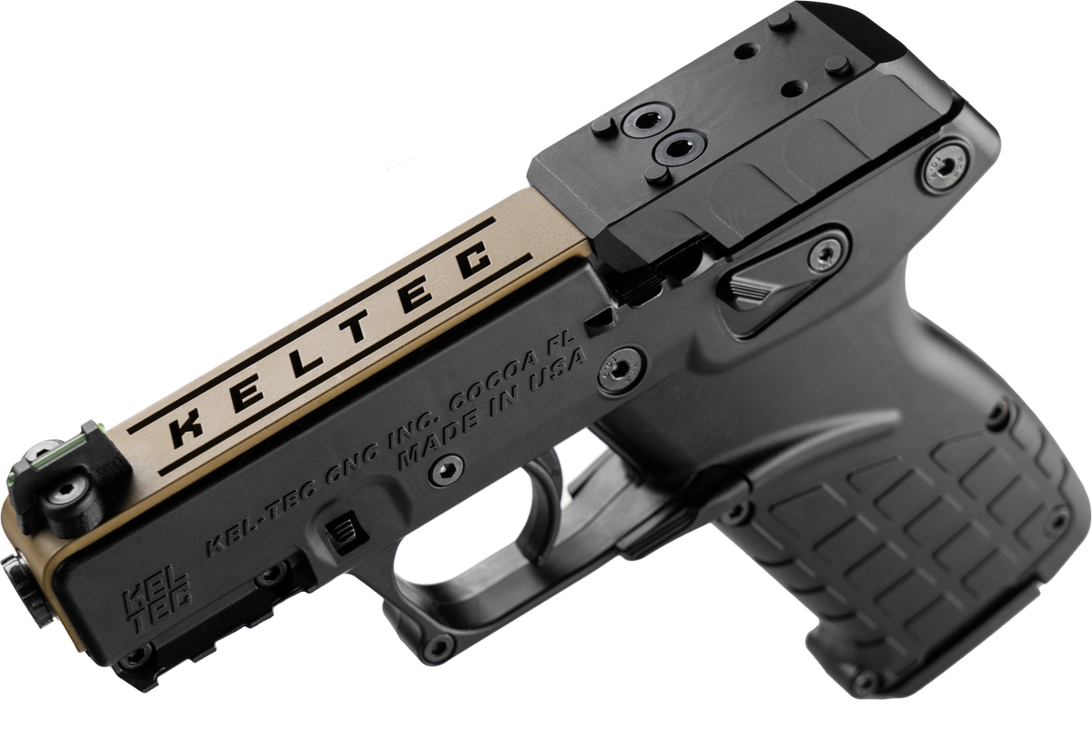Kel-Tec P17 22 LR 3.80" 16+1 Semi-Auto Pistol - Tan Optic Ready Slide / Black Frame