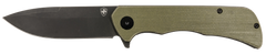 Templar Knife Paladin 3.27" Folding Drop Point Plain D2 Black Powder Coated Blade 4.40" Green Micarta Handle