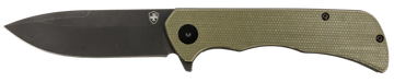 Templar Knife Paladin 3.27" Folding Drop Point Plain D2 Black Powder Coated Blade 4.40" Green Micarta Handle