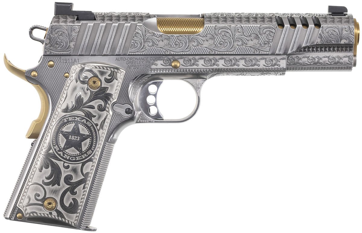 Auto Ordnance 1911 Texas Ranger Special Edition 45 ACP 5" 7+1 Semi-Auto Pistol - Gold Plated PVD