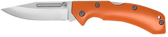 Accusharp 712C Lockback 3" Folding Clip Point Plain Stainless Blade - Blaze Orange G10 Handle