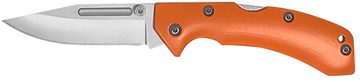 Accusharp 712C Lockback 3" Folding Clip Point Plain Stainless Blade - Blaze Orange G10 Handle
