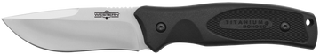 Camillus Western Black River 3.75" Fixed Drop Point 420 Steel Titanium Bonded Black Rubber Handle