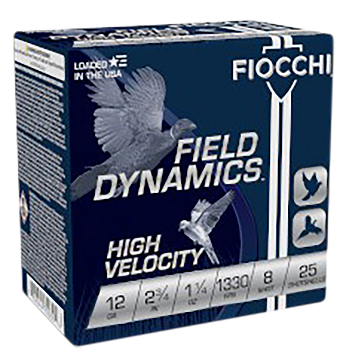 Fiocchi 12HV8 Field Dynamics High Velocity 12 Gauge 2.75" 1 1/4 oz #8 Shot 25 Bx/10 Cs - Box or Case